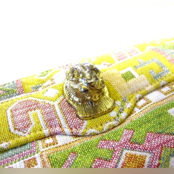 Vintage Ruth Saltz Handbag Cougar Clasp Designer Tapestry Purse Signature Clutch - Picture 3 of 6